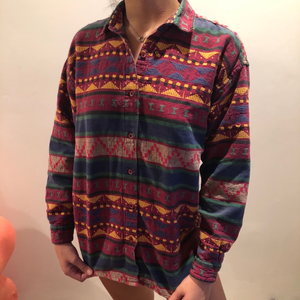 Vintage Aztec tribal flannel size L